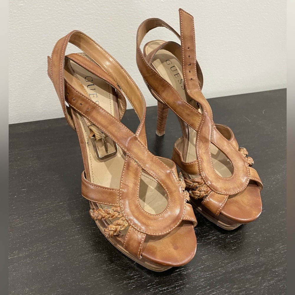 Brown leather heels